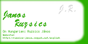 janos ruzsics business card